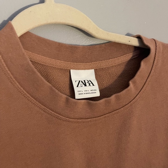 Zara dusty rose pocket crewneck sweatshirt L - Picture 4 of 4